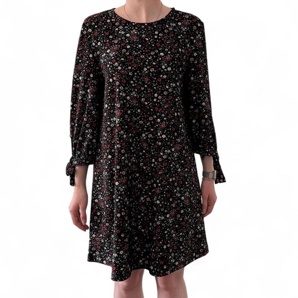Mango Black Floral Fit & Flare Dress – Size S - Picture 4 of 11